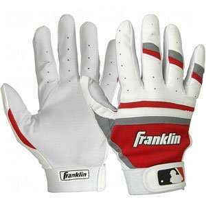  Franklin Xcite III Batting Gloves   Red, Gray, White Adult 