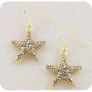  Goldtone Sea Lovers Starfish Dangle Earrings Jewelry