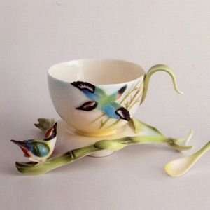  Franz Porcelain Bamboo Song Bird Design Cup and Saucer