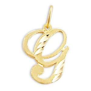  Cursive G Letter Charm 14k Yellow Gold Initial Pendant 