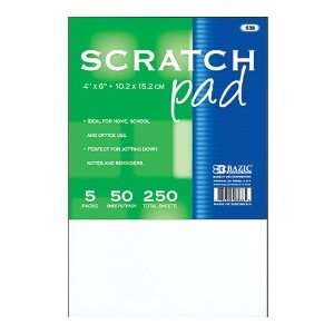  Bazic Memo/Scratch Pad, 4 x 6 Inches, 50 Sheets, 5 per 