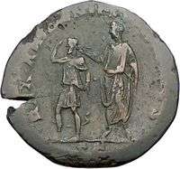 Antoninus Pius crowning Armenian king,143 A.D.,Brass Sestertius. Ex 