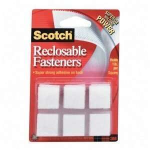  Scotch Reclosable Fasteners, 7/8 inch, White Squares, 24 