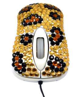 Leopard Mini Crystal Rhinestone Computer Laptop Mouse  