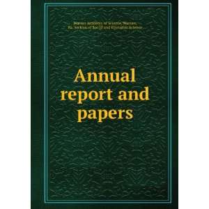 report and papers Warren, Pa. Section of Social and Economic Science 
