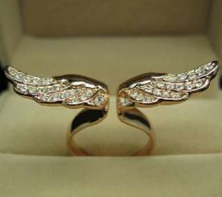 Angel Wing Rose GOLD GF Ring Swarovski Crystal SZ6 R217  