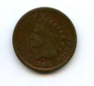 1864 L 1c INDIAN HEAD CIVIL WAR DATE SMALL 1 ONE CENT PENNY US COIN ~G 