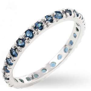 Sapphire Blue Cubic Zirconia Full Eternity Ring 2mm  