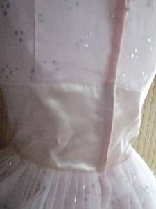 Vintage 50s Pink chiffon Party Dress S Wedding Prom Silver Full Skirt 
