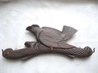 BLACK FOREST CARVED WOODEN WALL RACK EAGLE BIRD  