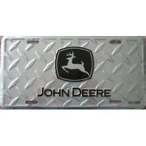  John Deere Gridiron Black Logo License Plate Patio, Lawn 