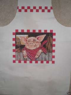 Fabric Cute,cute pig Apron,Red Check on apron bib  