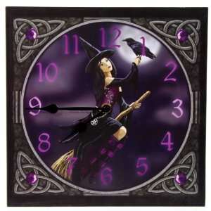    Witch on Broomstick Lisa Parker Picture Clock 