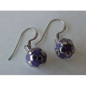  Soccer Ball Earrgings   Purple 