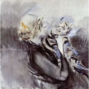   Reproduction   Giovanni Boldini   24 x 24 inches   A Lady with a Cat