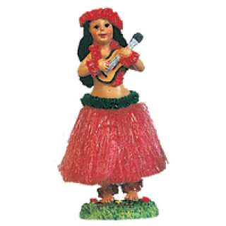 NEW Hawaiian Hawaii Dashboard Hula Doll RED Skirt Dancer Girl w 