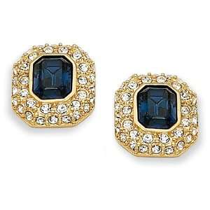  Swarovski Crystal Dark Blue Jackie Kennedy Earrings 