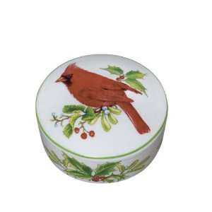  Andrea by Sadek Holiday Cardinal Covered Porcelain Trinket 