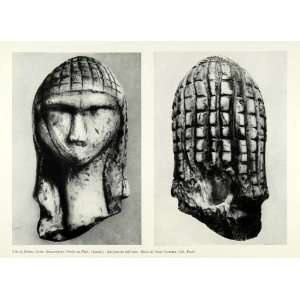  1953 Print Woman Head Hair Ivory Sculpture France Paris 