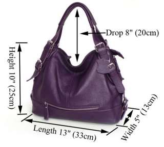   Leather Lady Womens Dark Purple Handbag Shoulder Messenger Bag Purse