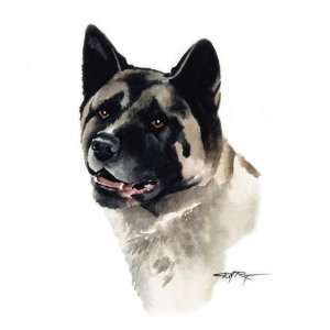  Akita Dog Watercolor Print Signed DJ Rogers