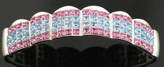 Hip Hop Iced Out Gold Teeth .925 Sterling Silver Pink Blue Mouth 