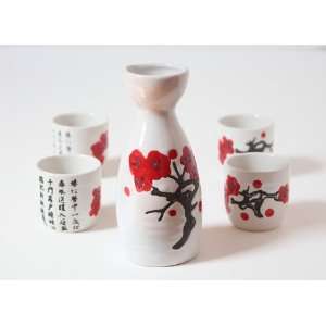 Piece Sake Set   Small Size Contemporary Sake Flask with Sake Cups 