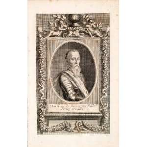 1721 Copper Engraving Portrait Don Fernando Alvarez Toledo Pimentel 