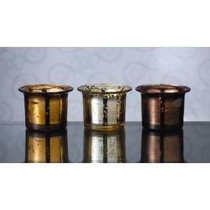   Assorted Gold Amber and Brown Glass Tealight Holder