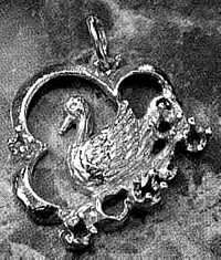 New Duck Swan Lake Pendant Charm Cloud border Real Sterling Silver 