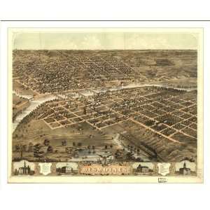  Historic Des Moines, Iowa, c. 1868 (M) Panoramic Map 