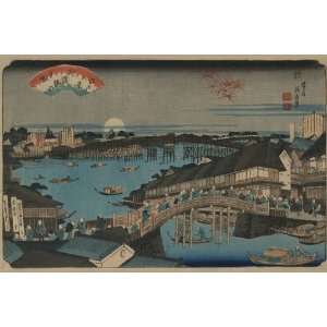  Evening glow at Ryogoku Bridge. 1840 12 x 18 Poster