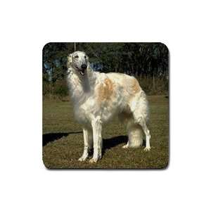 Borzoi Russian Wolfhound Rubber Square Coaster (4 pack 