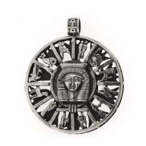 Sterling Silver Egyptian Goddess Hathor on Zodiac Good Luck Amulet 