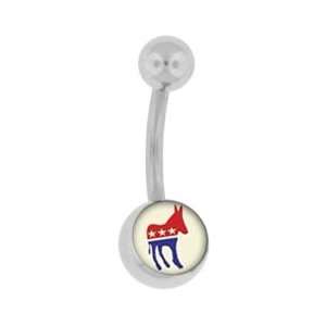 Democratic Donkey Logo Belly Button Navel Ring
