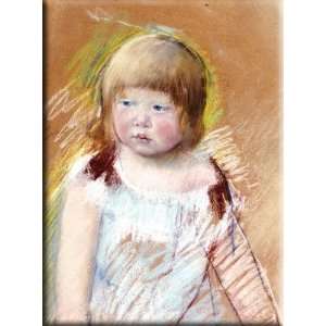  Child with Bangs in a Blue Dress 12x16 Streched Canvas Art 