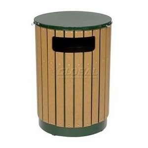  Side Disposal Waste Receptacle, Cedar/Green, 40 Gal., 24.5 