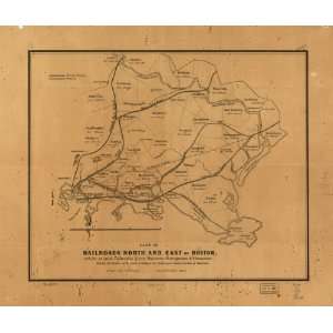  1850 Railroad map of RRs, Massachusetts