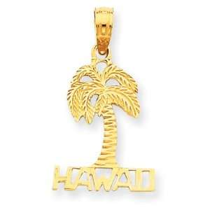  Hawaii Palm Tree Pendant in 14k Yellow Gold Jewelry