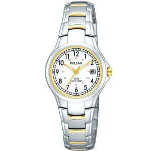  Pulsar Ladies 2 tone Railroad Approved Dress Sport Watch White Dial 