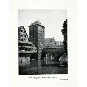  1924 Print Hangman Bridge Nurnberg Pegnitz River Europe Germany 