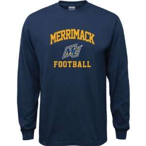  Merrimack Warriors Navy Youth Football Arch Long Sleeve T 