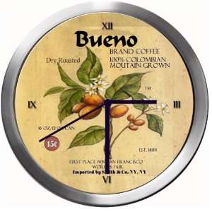  BUENO 14 Inch Coffee Metal Clock Quartz Movement Kitchen 