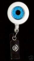   REEL   BLUE EYE eyeball eyes key holder work pull retracts  