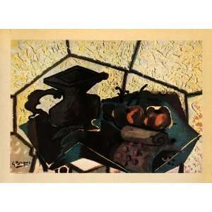  1956 Tipped In Print Georges Braque Green Tablecloth Still 