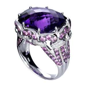  White Gold RKhordipour Amethyst Pink Sapphire & Diamond Ring   Size 6