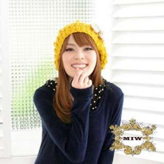 New Women Girls Very Cute Thermal Knit Cap Hat Beanie with Pom & Bow 