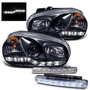   Golf DRL LED Projector Head Lights + LED Bumper Brand New Automotive