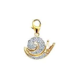  Snail, 14K Yellow Gold Diamond Charm Jewelry
