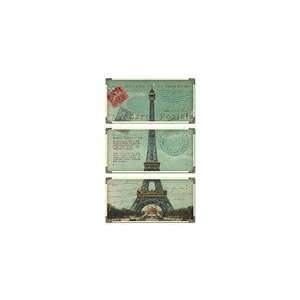 Uttermost Multicolor Eiffel Tower Carte Postale Wall Art   3Pc Bundle
